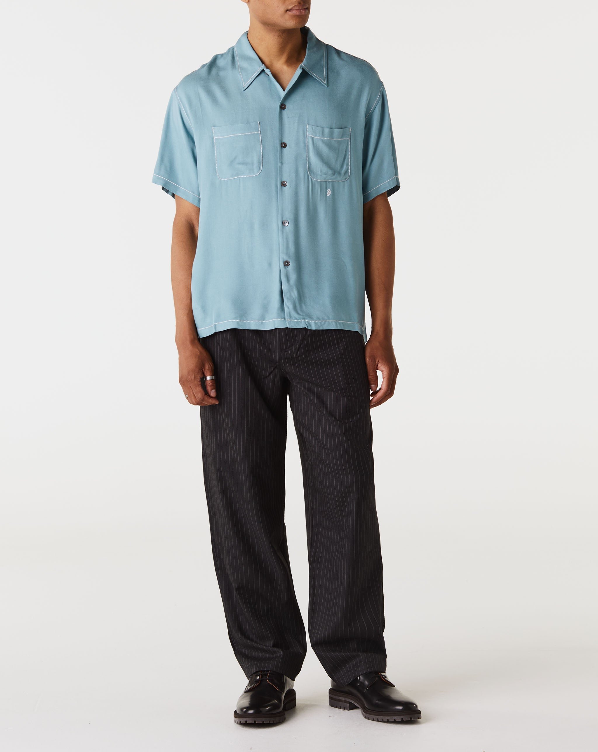 希少S stussy CONTRAST PICK STITCHED SHIRT-