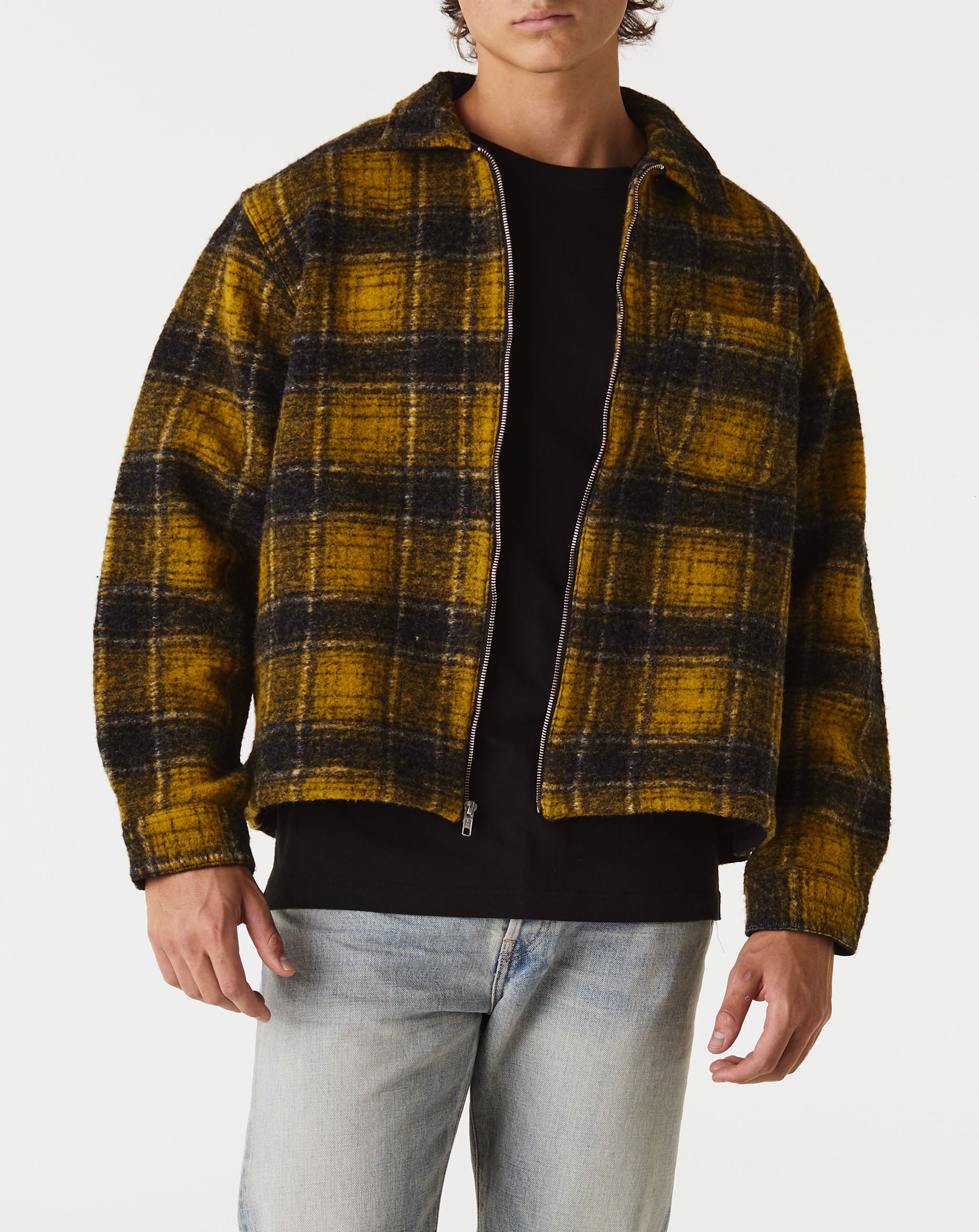 Wool Plaid Zip Shirt