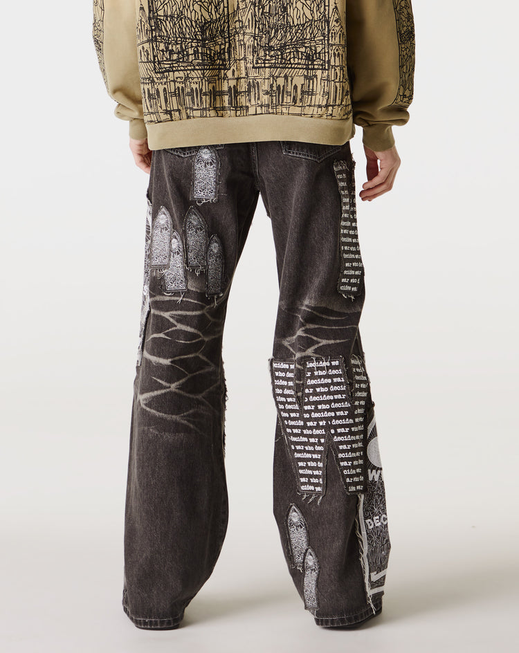 Who Decides War Motif Patched Denim  - XHIBITION