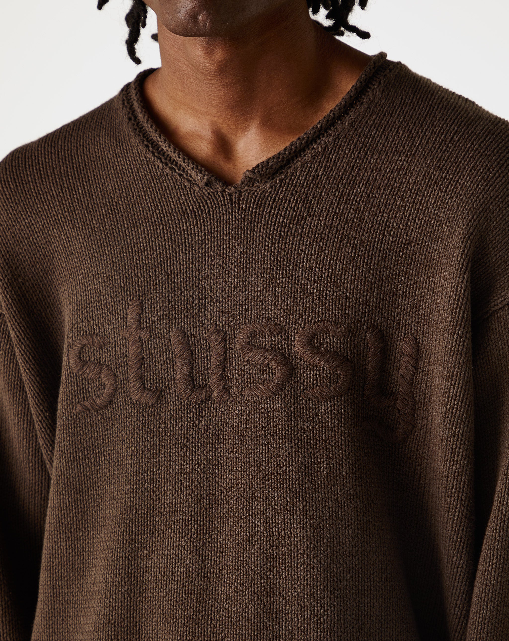 Stüssy Roll V-Neck Logo Sweater  - XHIBITION