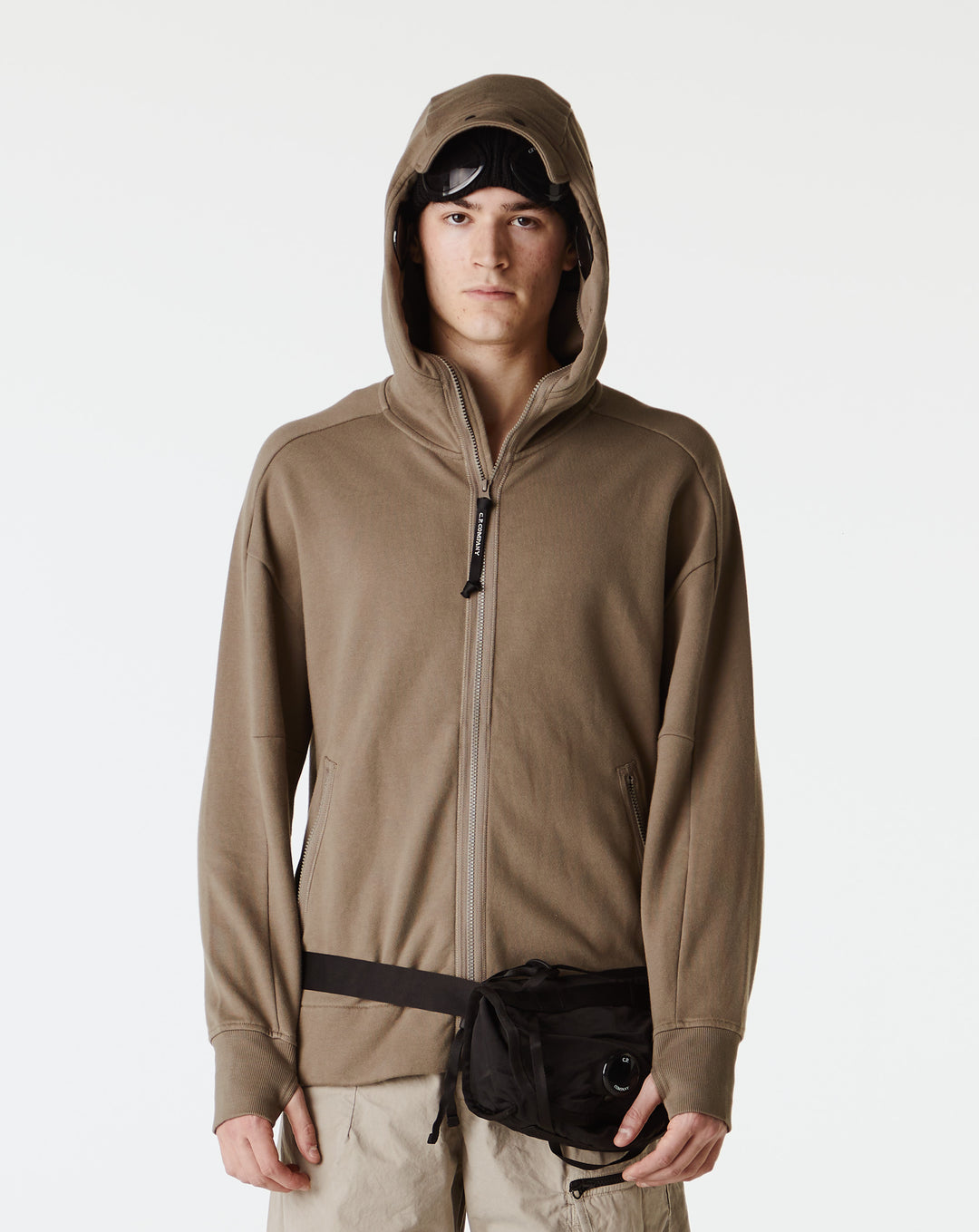 C.P. Company Diagonal Raised Fleece Goggle Zipped Hooded Sweatshirt - XHIBITION