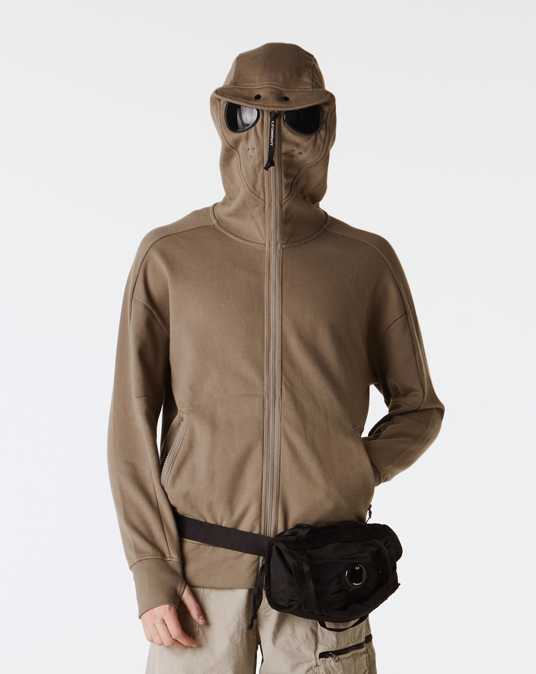 C.P. Company Diagonal Raised Fleece Goggle Zipped Hooded Sweatshirt - XHIBITION