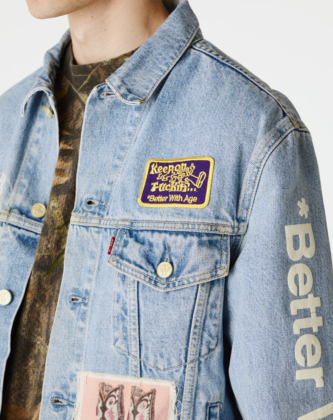 *Better With Age Portrait Denim Jacket  - Cheap Urlfreeze Jordan outlet