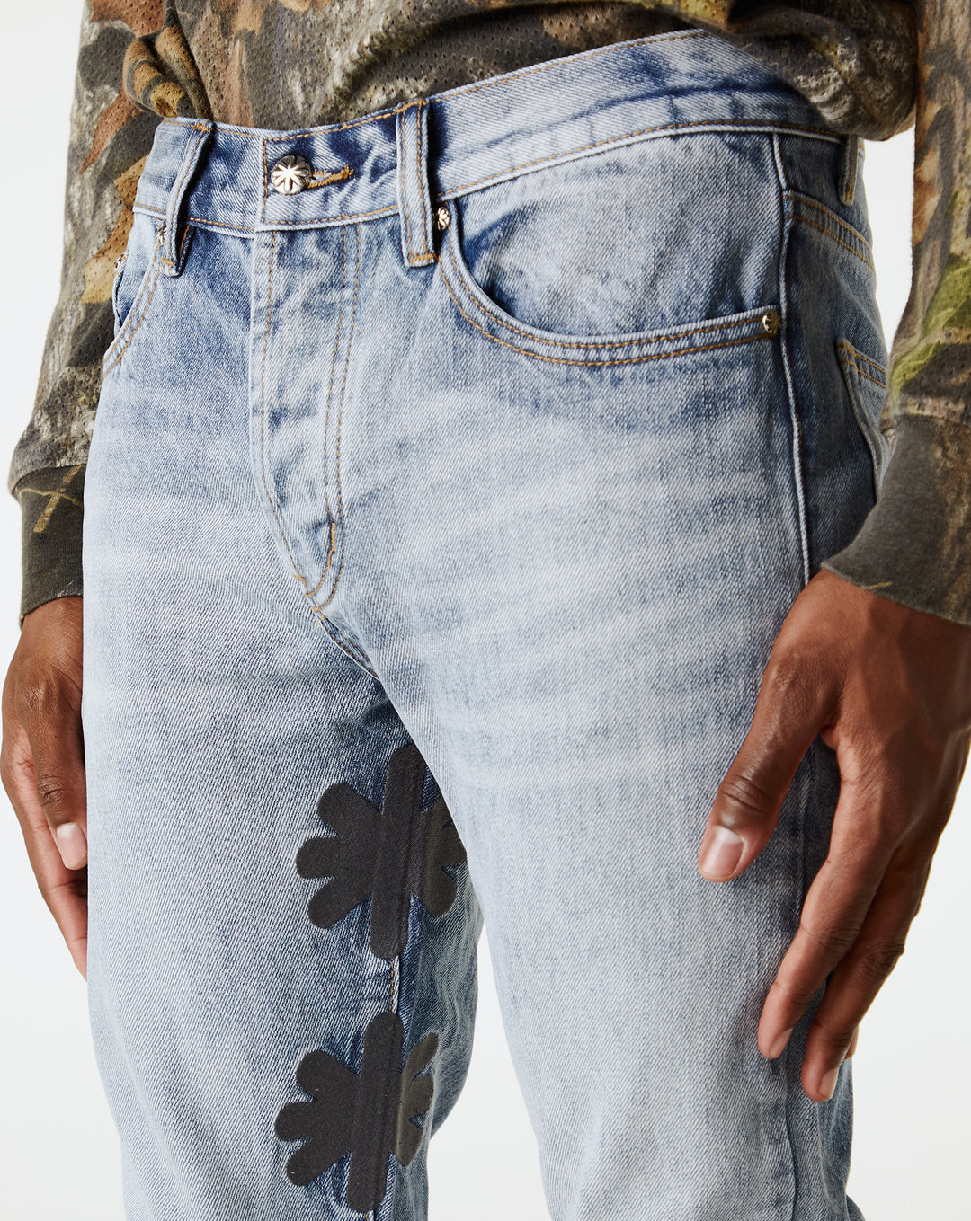 LOSTSHDWS Blue Denim Sun Logo Pants  - XHIBITION