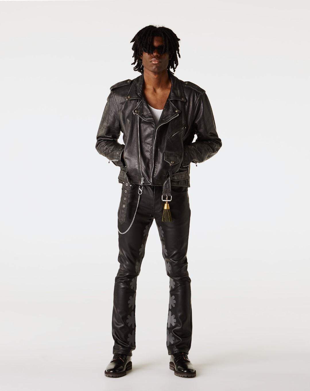 LOSTSHDWS Leather Sun Logo Pant  - XHIBITION