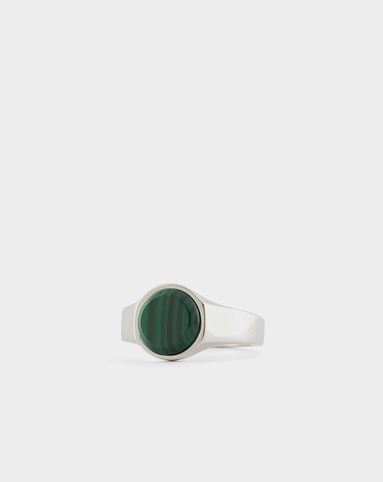 Serge DeNimes Silver Round Malachite Ring - XHIBITION