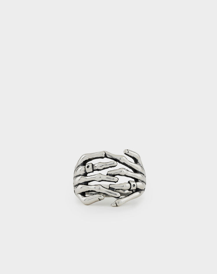 Serge DeNimes Silver Skeleton Hands Ring - XHIBITION