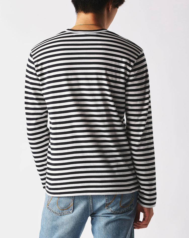 Comme des Garcons PLAY Striped Play T-Shirt With Logo Heart  - XHIBITION