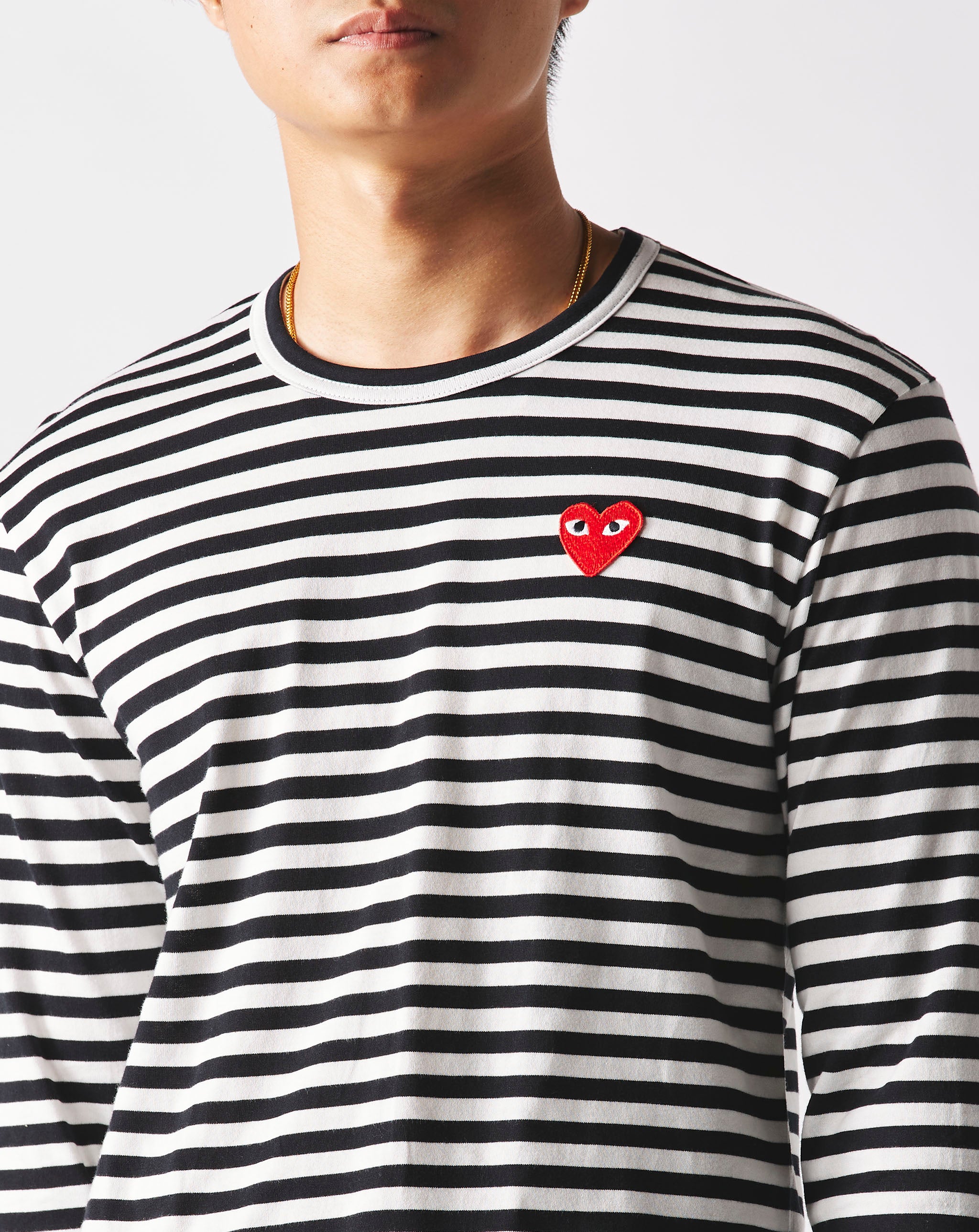 Comme Des Garcons- Play - Striped Play T-Shirt With Logo Heart