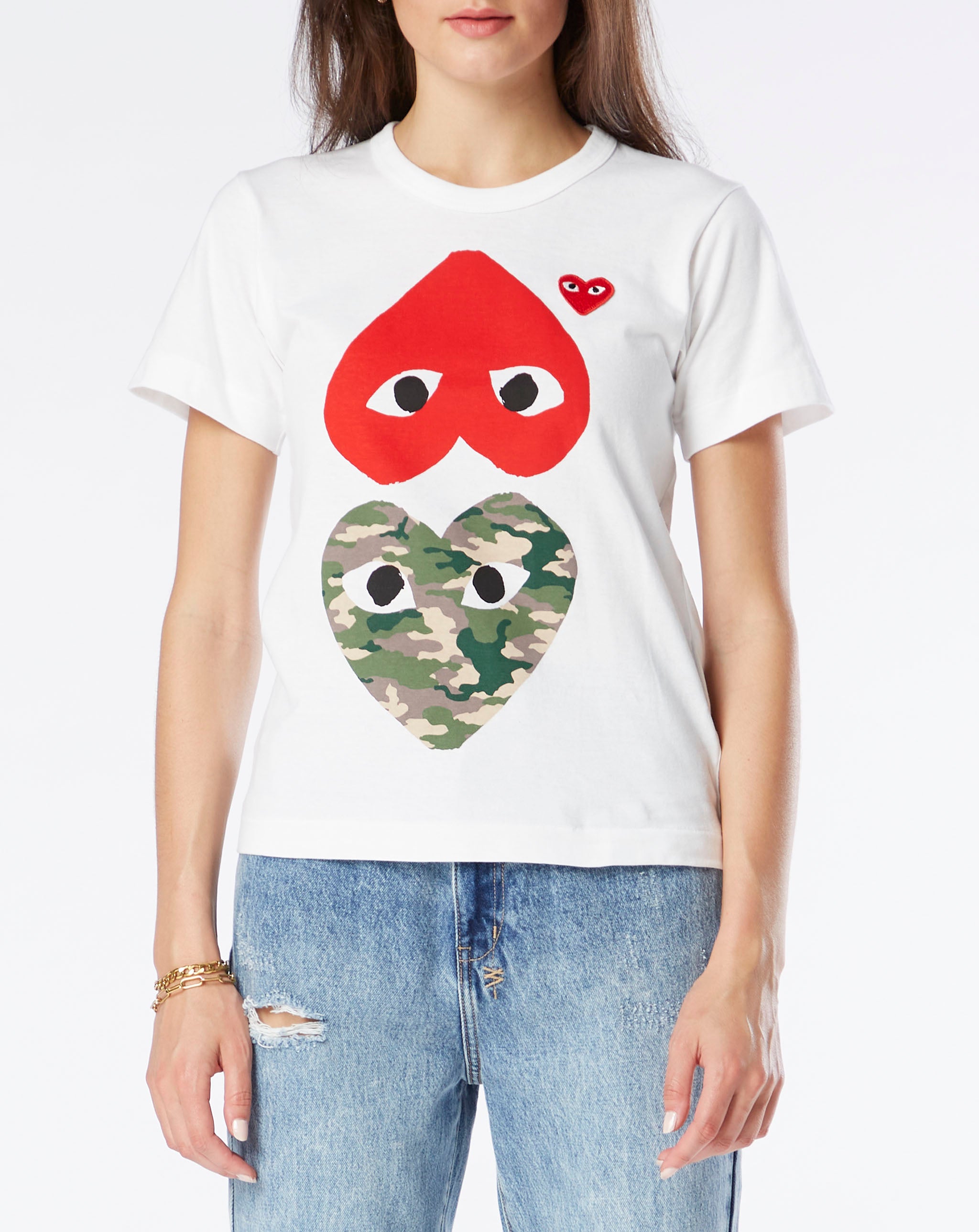 Comme des Garcons PLAY Women's Camouflage Hearts T-Shirt  - Cheap Cerbe Jordan outlet